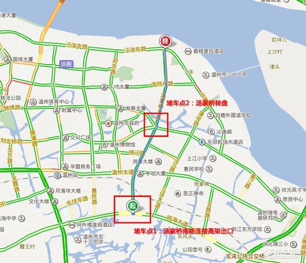 鹿城及龙湾区交界点,中间贯穿了温州几条重点道路,如江滨路,机场大道